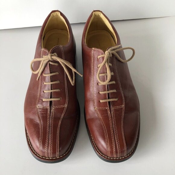 SANDRO MOSCOLONI Men Brown Soft Leather Lace-Up Comfort Anatomic Gel Oxford 11D - Picture 2 of 16